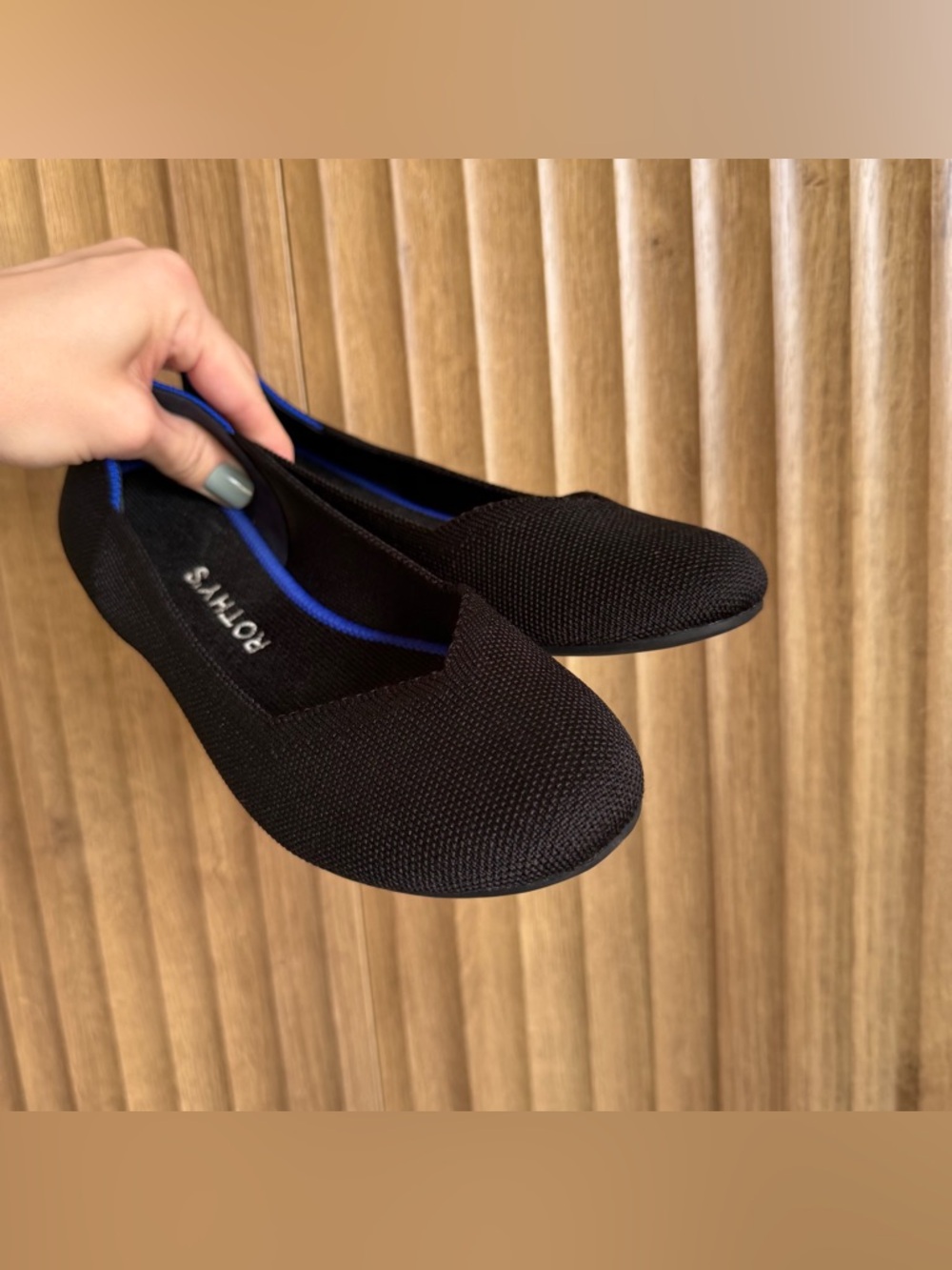 ROTHYS Round Toe Black Ballet Flat Shoes - Picture 3 of 6